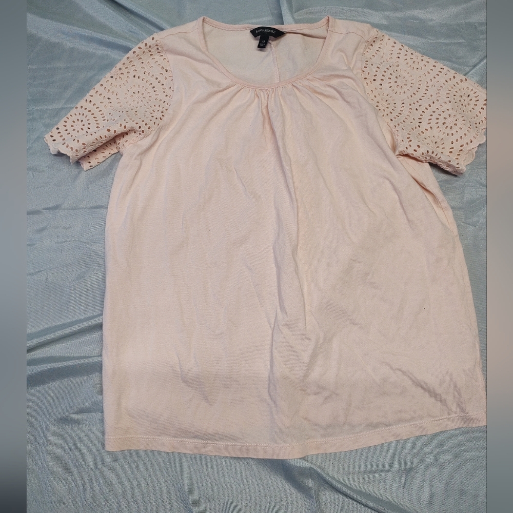 Banana Republic Soft Pink Eyelet Sleeve Chemise